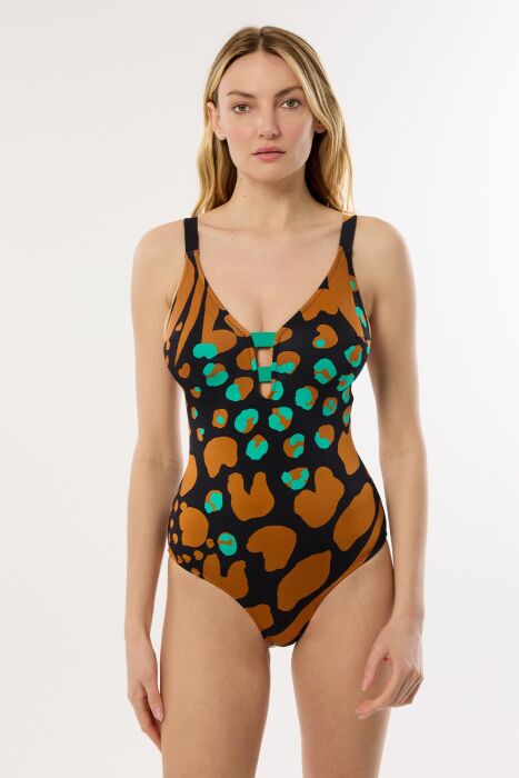 Ayyıldız 4328 Kahve Desenli Mayo - AYYILDIZ