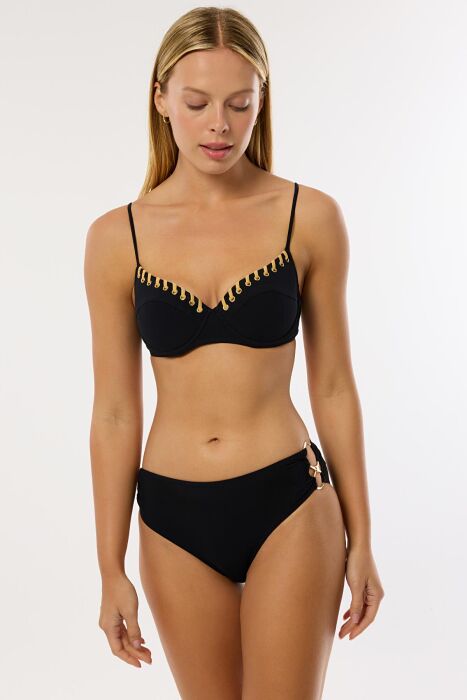 Ayyıldız 4511 Siyah Gold Balkonet Bikini Takımı - AYYILDIZ
