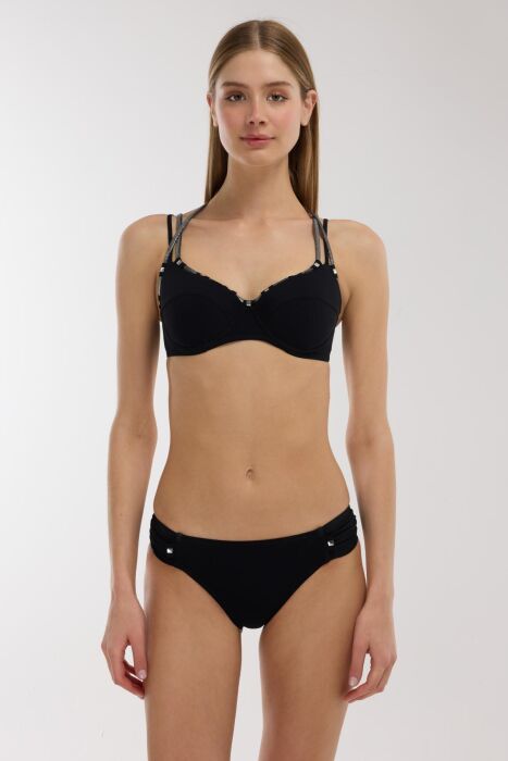 Ayyıldız 4513 Siyah Gümüş Balkonet Bikini Takımı - 1