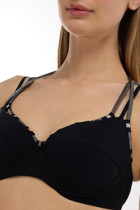 Ayyıldız 4513 Siyah Gümüş Balkonet Bikini Takımı - 2