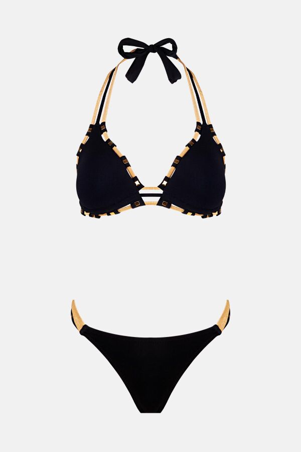 Ayyıldız 4514 Siyah Gold Üçgen Bikini Takımı - 5