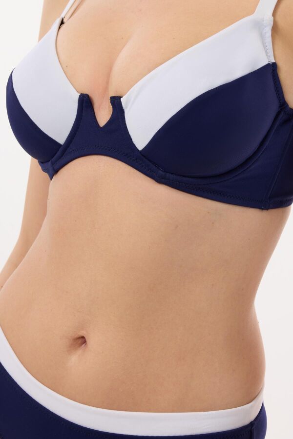 Ayyıldız 4515 Lacivert Beyaz Kapsız Toparlayıcı Bikini Takımı - 2