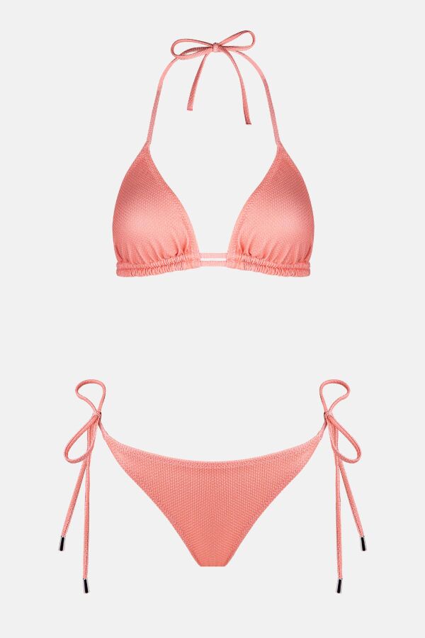Ayyıldız 4524 Somon Simli Üçgen Bikini Takımı - 5