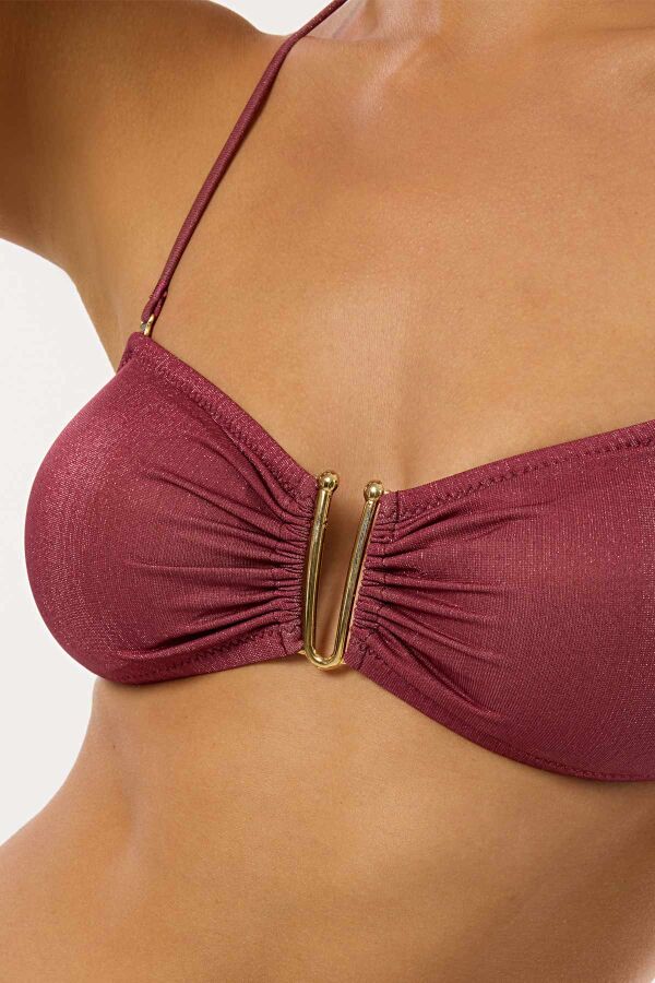 Ayyıldız 4526 Bordo Simli Straplez Bikini Takımı - 3