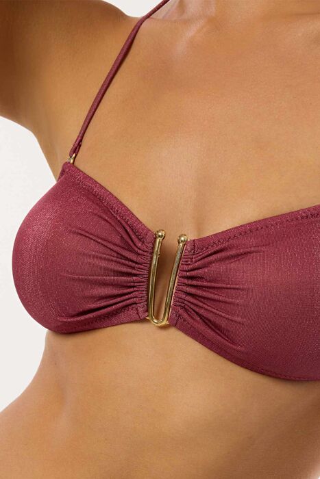 Ayyıldız 4526 Bordo Simli Straplez Bikini Takımı - 3