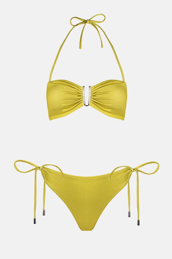 Ayyıldız 4526 Yeşil Simli Straplez Bikini Takımı - 5