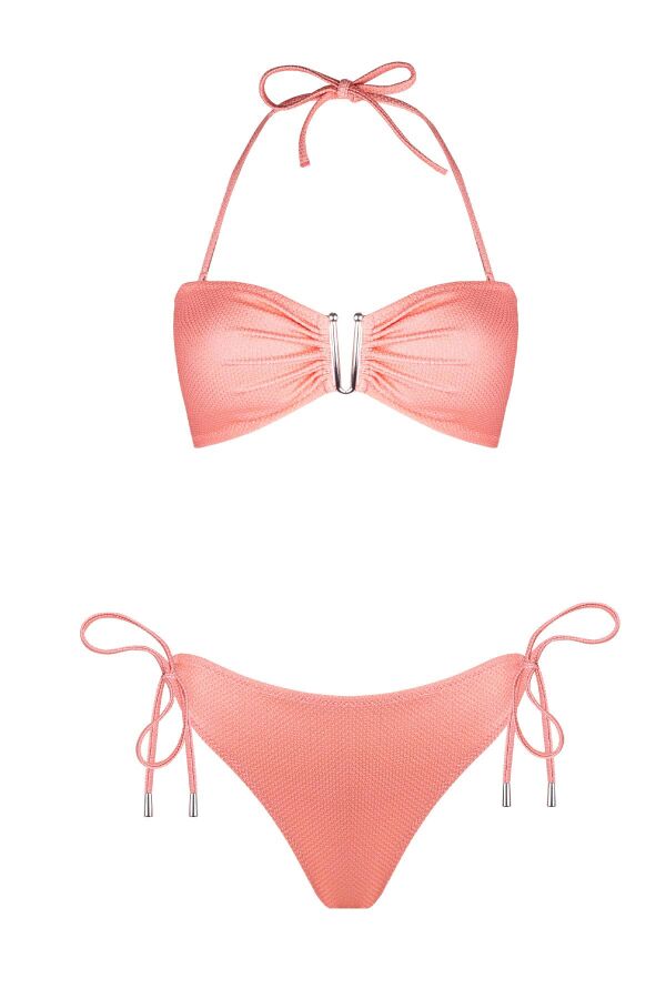 Ayyıldız 4526 Somon Simli Straplez Bikini Takımı - 5
