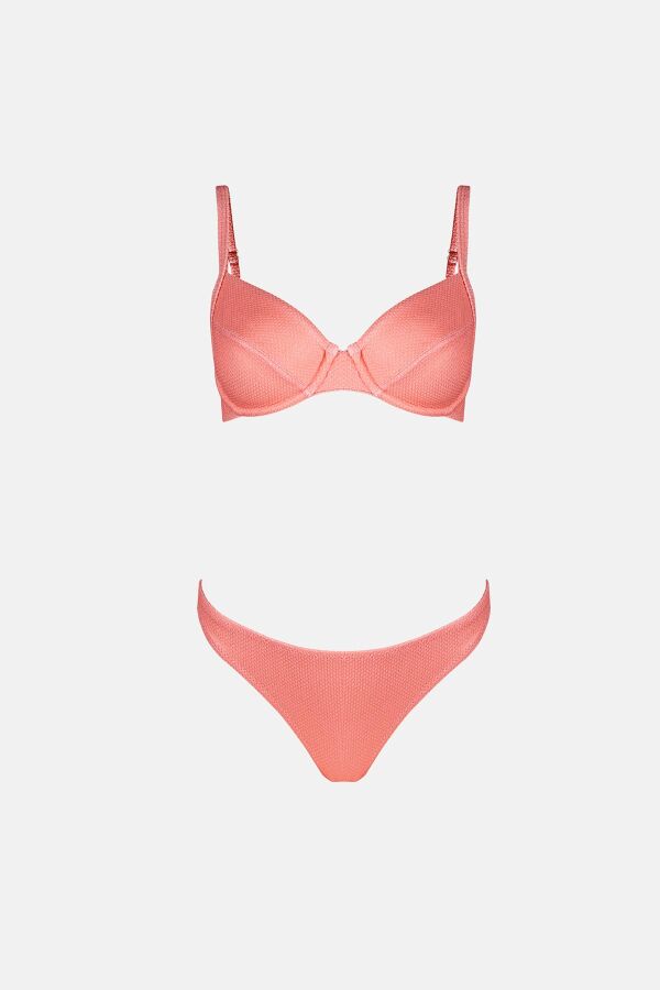 Ayyıldız 4527 Somon Simli Kapsız Balkonet Bikini Takımı - 4