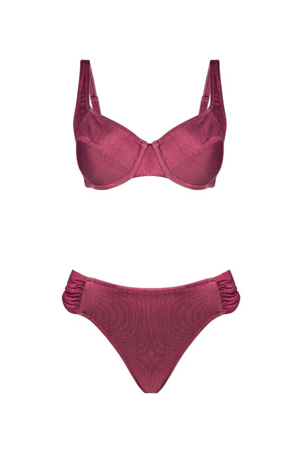 Ayyıldız 4528 Bordo Simli Kapsız Bikini Takımı - 3