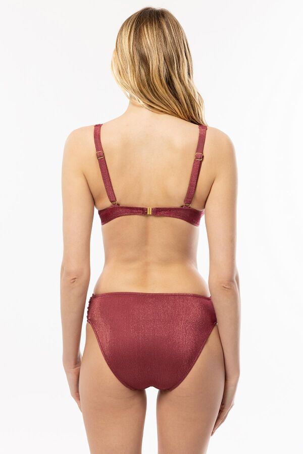 Ayyıldız 4528 Bordo Simli Kapsız Bikini Takımı - 2