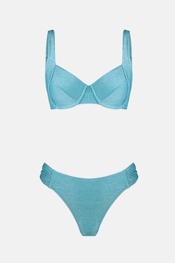 Ayyıldız 4528 Mint Simli Kapsız Bikini Takımı - 4