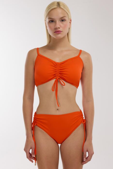 Ayyıldız 4533 Turuncu Büyük Beden Büzgülü Bikini Takımı - AYYILDIZ