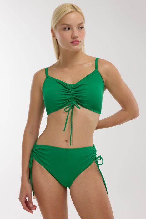 Ayyıldız 4533 Yeşil Büyük Beden Büzgülü Bikini Takımı - AYYILDIZ