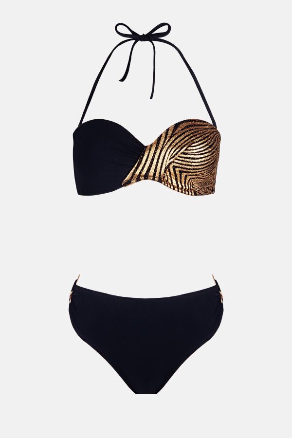 Ayyıldız 4600 Gold Yaldız Desenli Straplez Bikini Takımı - 5