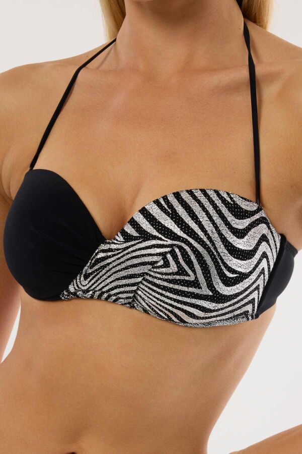 Ayyıldız 4600 Gümüş Yaldız Desenli Straplez Bikini Takımı - 3