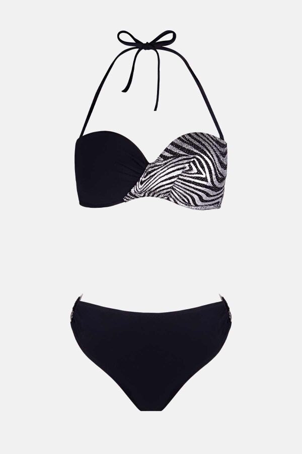 Ayyıldız 4600 Gümüş Yaldız Desenli Straplez Bikini Takımı - 6