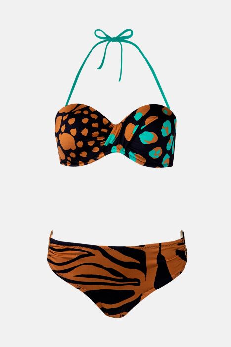 Ayyıldız 4600 Kahve Desenli Straplez Bikini Takımı - 4