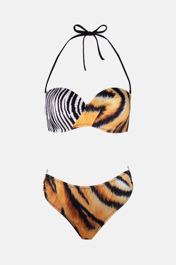 Ayyıldız 4600 Kaplan Desenli Straplez Bikini Takımı - 5