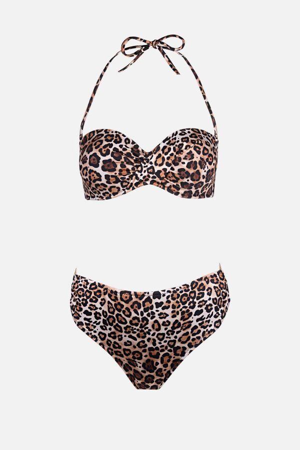Ayyıldız 4600 Leopar Desenli Straplez Bikini Takımı - 5