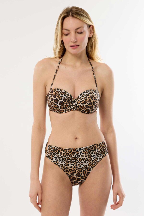 Ayyıldız 4600 Leopar Desenli Straplez Bikini Takımı - 1