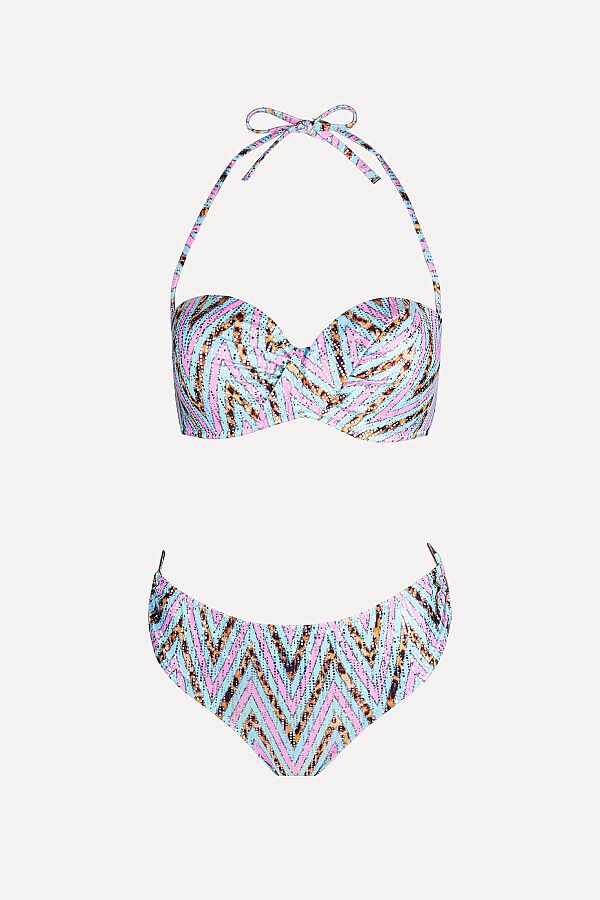 Ayyıldız 4600 Pembe Simli Straplez Bikini Takımı - 3
