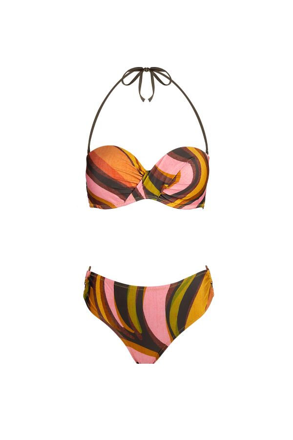 Ayyıldız 4600 Yeşil Kahverengi Straplez Bikini Takımı - 4