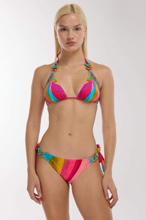 Ayyıldız 4602 Mavi Fuşya Desenli Bikini Takımı - 1