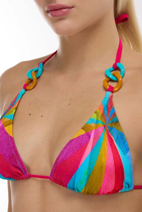 Ayyıldız 4602 Mavi Fuşya Desenli Bikini Takımı - 2