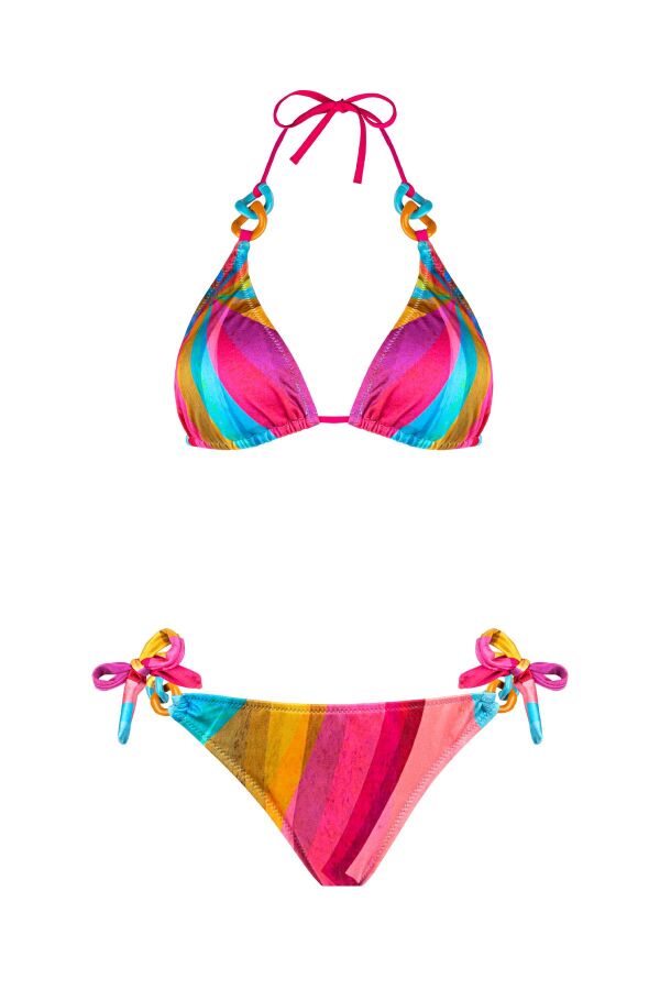 Ayyıldız 4602 Mavi Fuşya Desenli Bikini Takımı - 6