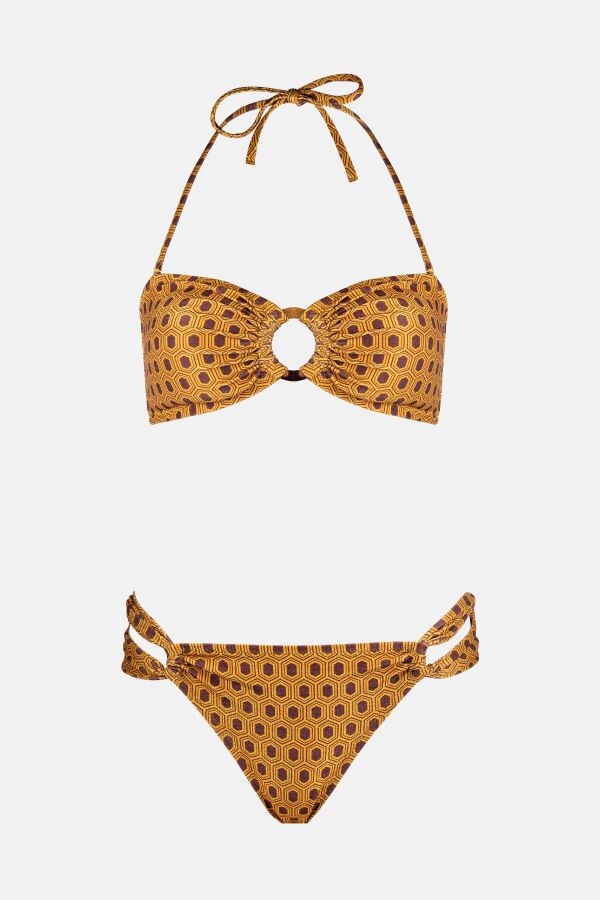 Ayyıldız 4604 Gold Simli Straplez Bikini Takımı - 4