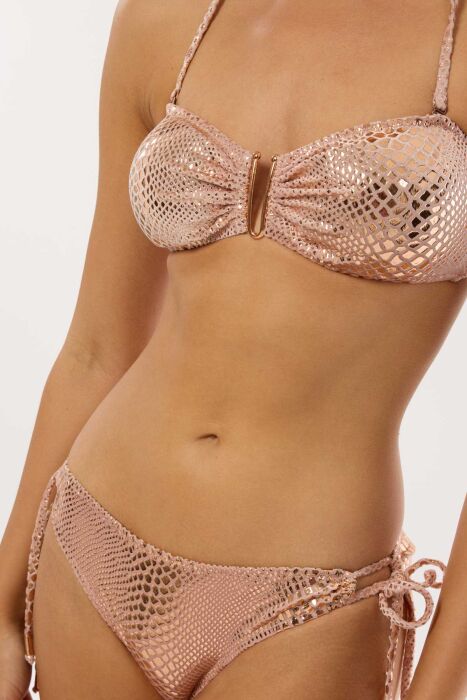 Ayyıldız 4605 Parlak Gold Straplez Bikini Takımı - 2