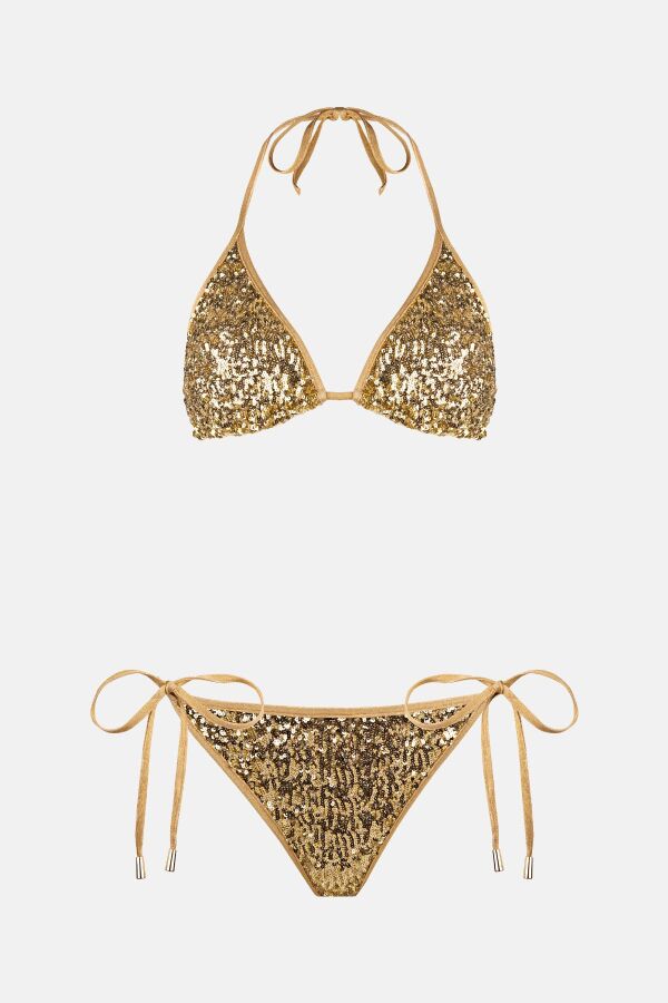 Ayyıldız 4607 Gold Pul Payetli Bikini Takımı - 4