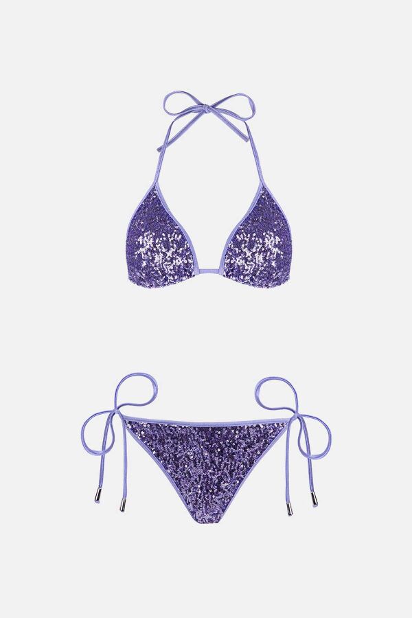 Ayyıldız 4607 Lila Pul Payetli Bikini Takımı - 5