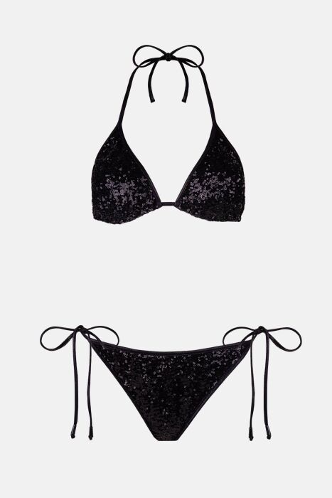 Ayyıldız 4607 Siyah Pul Payetli Bikini Takımı - 4