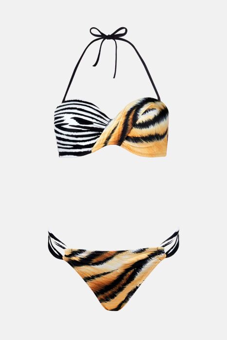 Ayyıldız 4610 Kaplan Desenli Straplez Bikini Takımı - 4