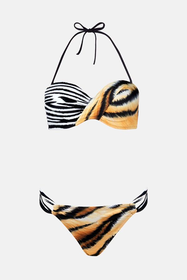 Ayyıldız 4610 Kaplan Desenli Straplez Bikini Takımı - 4