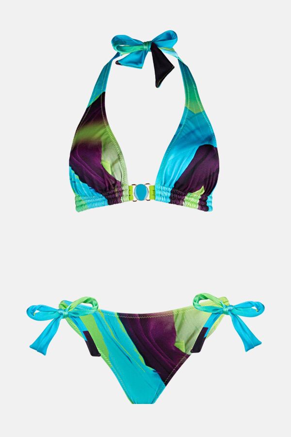 Ayyıldız 4612 Mavi Yeşil Desenli Bikini Takımı - 5