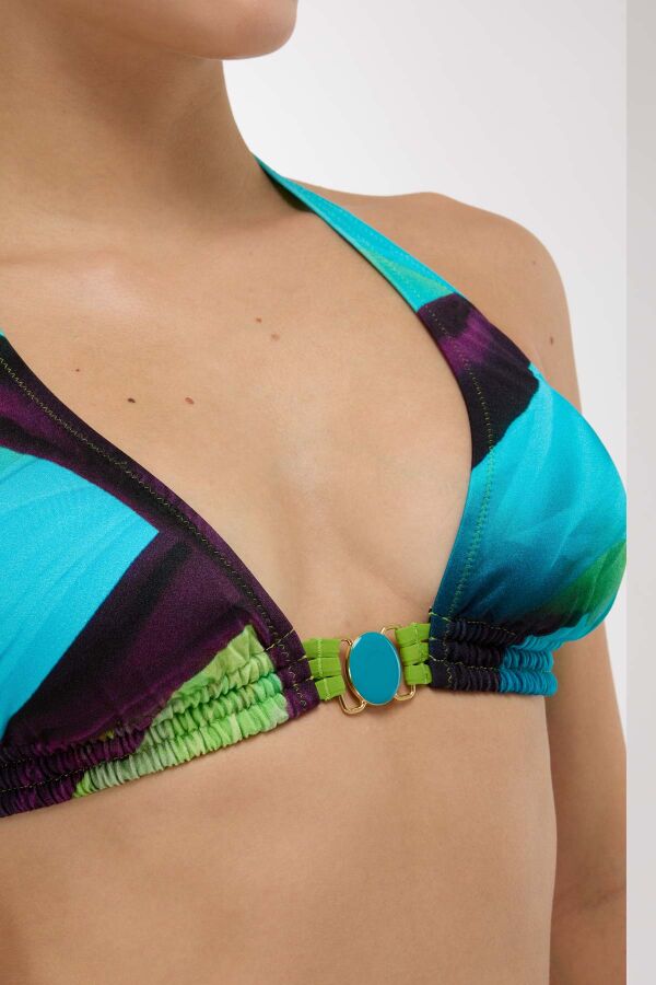 Ayyıldız 4612 Mavi Yeşil Desenli Bikini Takımı - 2