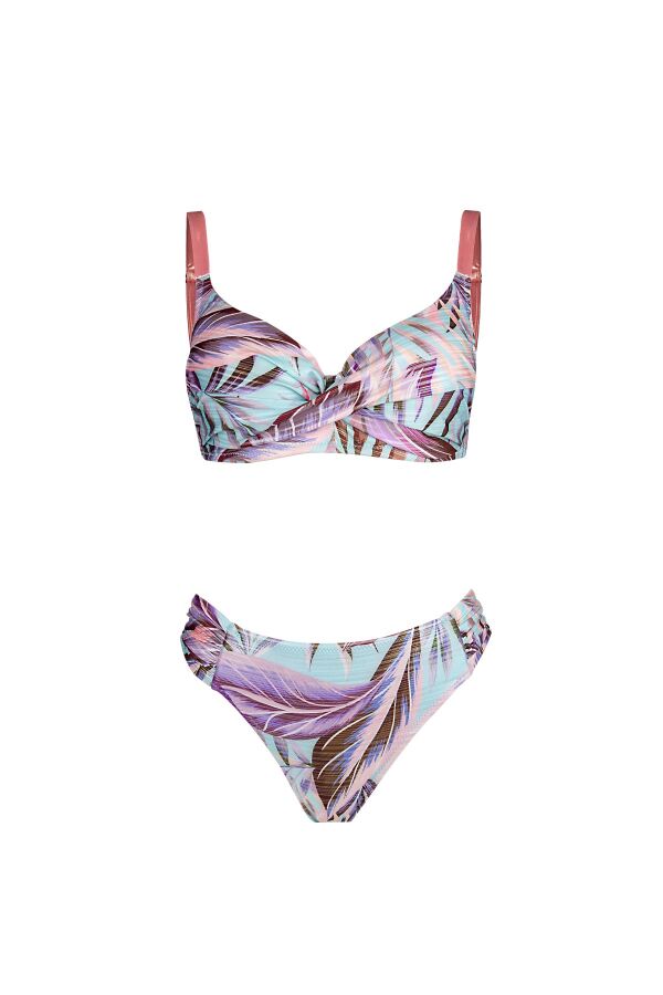 Ayyıldız 4627 Mavi Pembe Balenli Toparlayıcı Bikini Takımı - 4