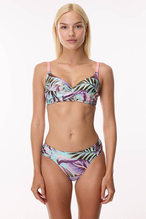 Ayyıldız 4627 Mavi Pembe Balenli Toparlayıcı Bikini Takımı - 1