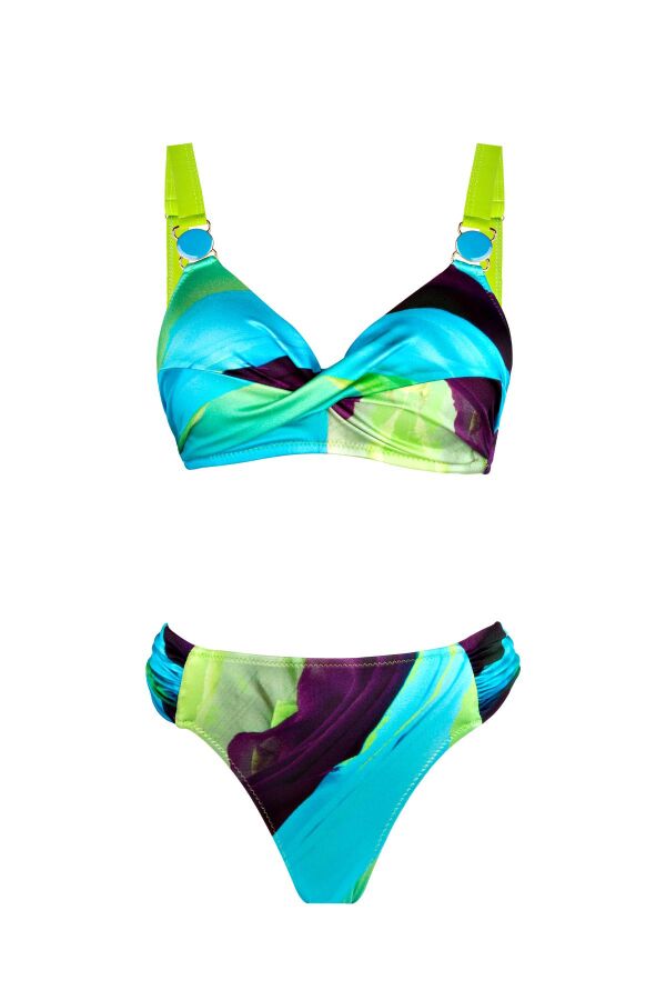 Ayyıldız 4627 Mavi Yeşil Balenli Toparlayıcı Bikini Takımı - 4
