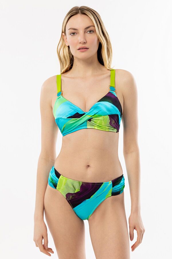 Ayyıldız 4627 Mavi Yeşil Balenli Toparlayıcı Bikini Takımı - 1