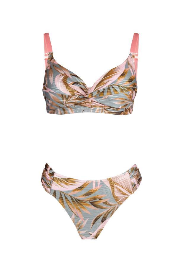 Ayyıldız 4627 Pembe Yeşil Balenli Toparlayıcı Bikini Takımı - 4