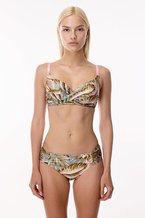 Ayyıldız 4627 Pembe Yeşil Balenli Toparlayıcı Bikini Takımı - AYYILDIZ