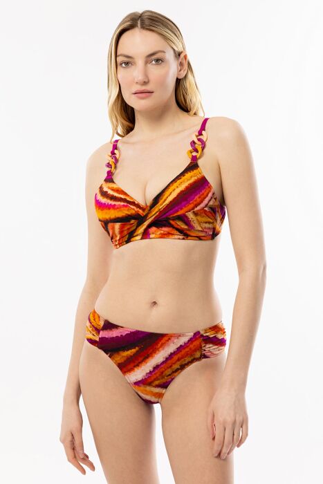 Ayyıldız 4627 Turuncu Mor Balenli Toparlayıcı Bikini Takımı - AYYILDIZ