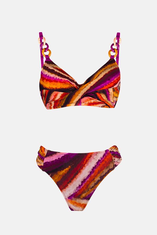 Ayyıldız 4627 Turuncu Mor Balenli Toparlayıcı Bikini Takımı - 4