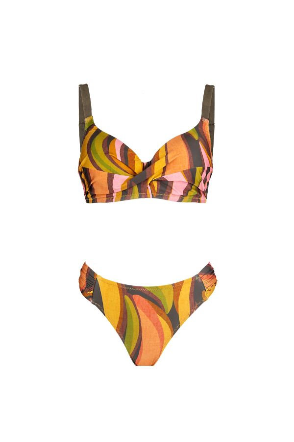 Ayyıldız 4627 Yeşil Kahverengi Balenli Toparlayıcı Bikini Takımı - 4