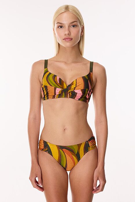 Ayyıldız 4627 Yeşil Kahverengi Balenli Toparlayıcı Bikini Takımı - AYYILDIZ