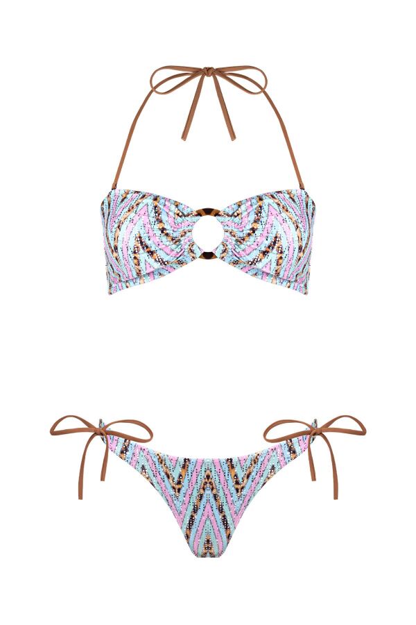 Ayyıldız 4635 Pembe Simli Straplez Bikini Takımı - 5