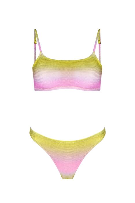 Ayyıldız 4636 Sarı Pembe Simli Bikini Takımı - 4